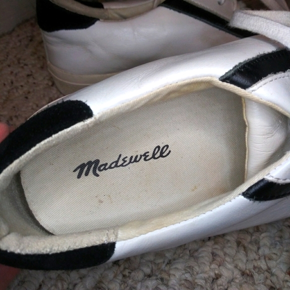 Madewell Delia Sidewalk Black & White Retro Leather Sneakers - Picture 3 of 14